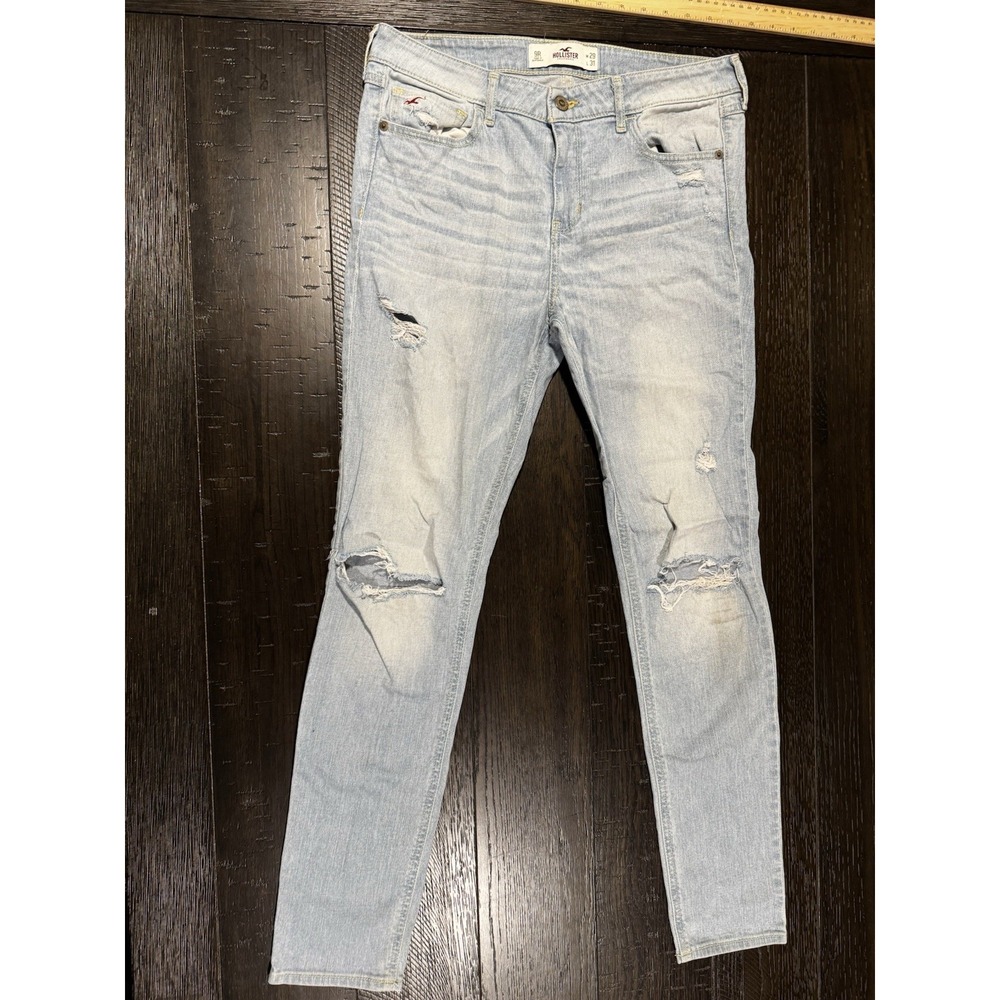 Hollister light wash, distressed high-rise super skinny jeans 29x31